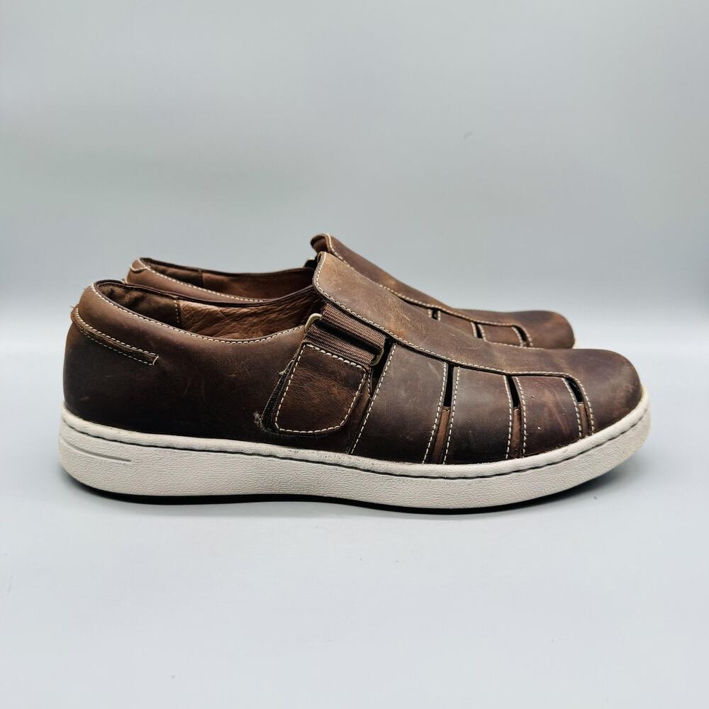 Dansko Sandals Mens 12 Brown Leather Closed Toe Fisherman Slip On Comfort Shoes